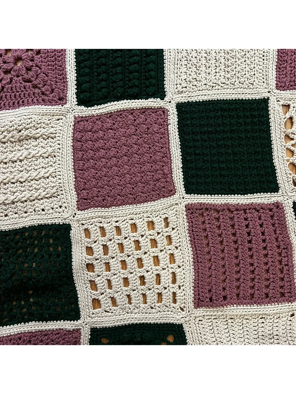 VTG Handmade Crochet Afghan Blanket 72x57